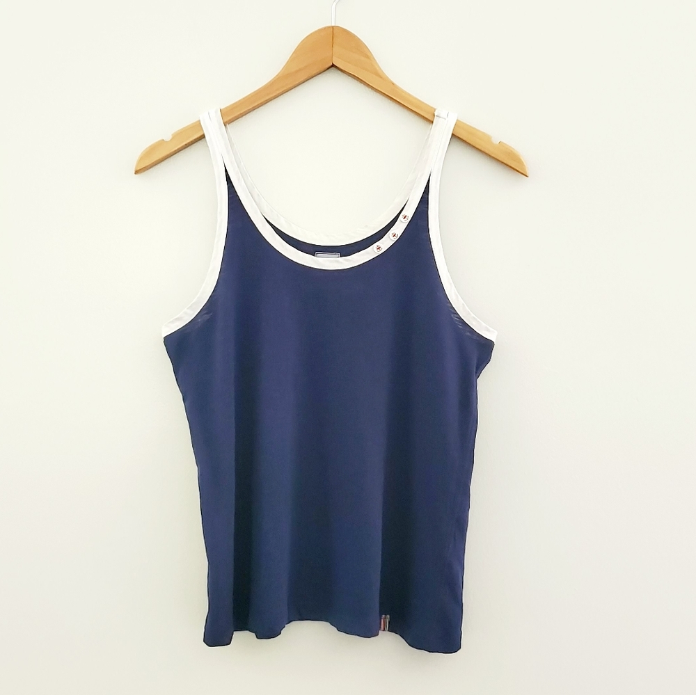 Jane and Bleecker blue tank top anchor buttons